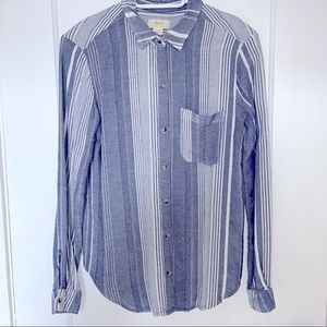 Anthropologie Maeve Blue Stripe Button Down Blouse